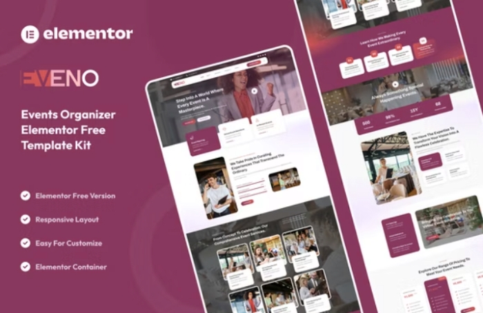Eveno – Events Organizer Elementor Template Kit 1.0.0