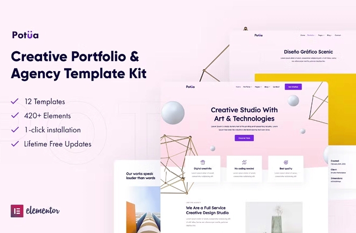 Potua – Creative Portfolio & Agency Elementor Template Kit 1.0.0