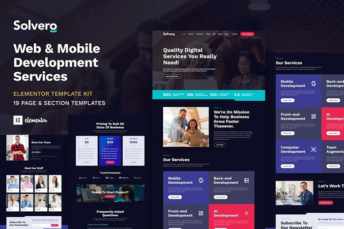 Solvero – Web & Mobile Development Service Elementor Template Kit 1.0.0