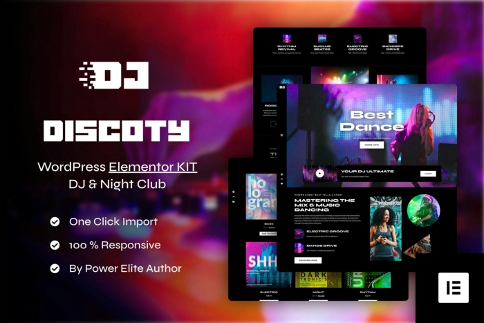 Discoty - DJ & Night Club Elementor Pro Template Kit 1.0.0