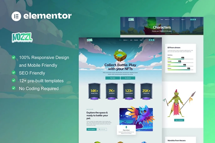 Nozzle – Game NFT Elementor Pro Template Kit 1.0.0