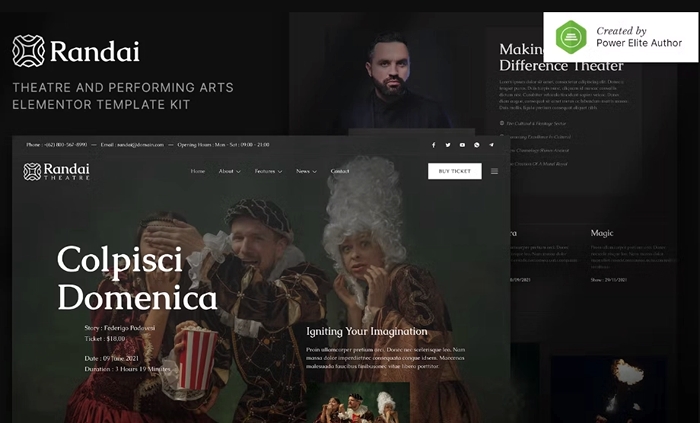 Randai – Theater Entertainment & Performing Arts Elementor Template Kit 1.0.0