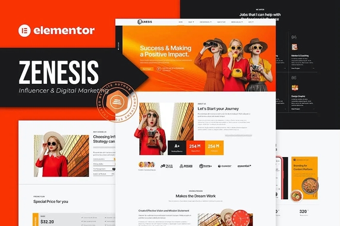 Zenesis – Influencer & Digital Marketing Elementor Template Kit 1.0.0