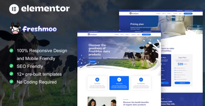 FreshMoo – Dairy Farm Elementor Pro Template Kit 1.0.0