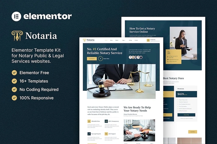Notaria – Notary Public & Legal Services Elementor Template Kit 1.0.0