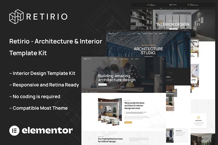 Retirio – Architecture & Interior Elementor Template Kit 1.0.0
