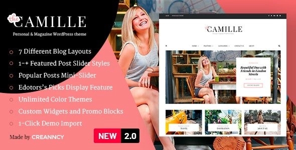 Camille – Personal & Magazine WordPress Theme 2.0.1