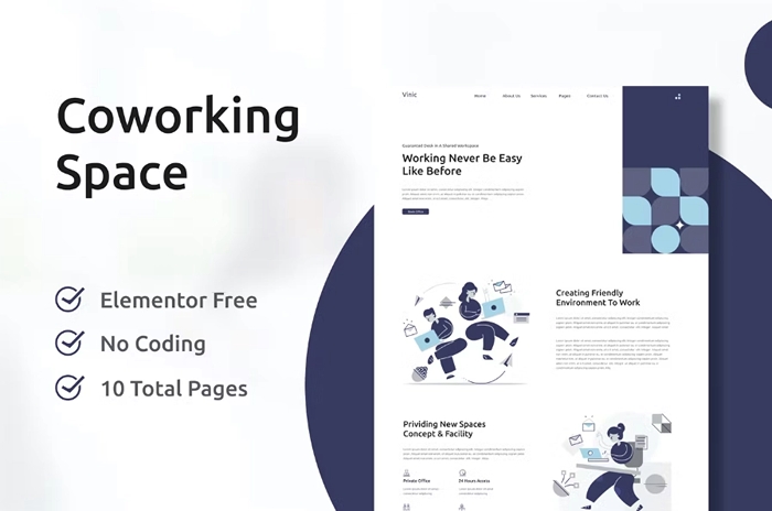 Vinic – Coworking Space Elementor Template Kit 1.0.0