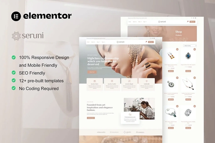 Seruni – Jewelry Store WooCommerce Elementor Pro Template Kit 1.0.0