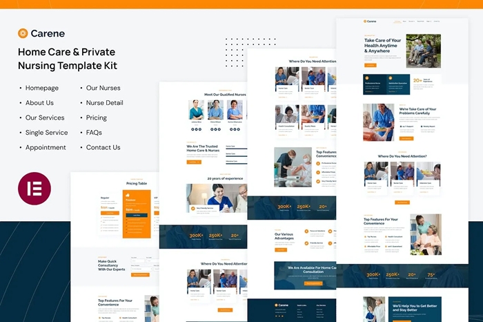 Carene - Home Care & Private Nursing Services Elementor Pro Template Kit 1.0.0