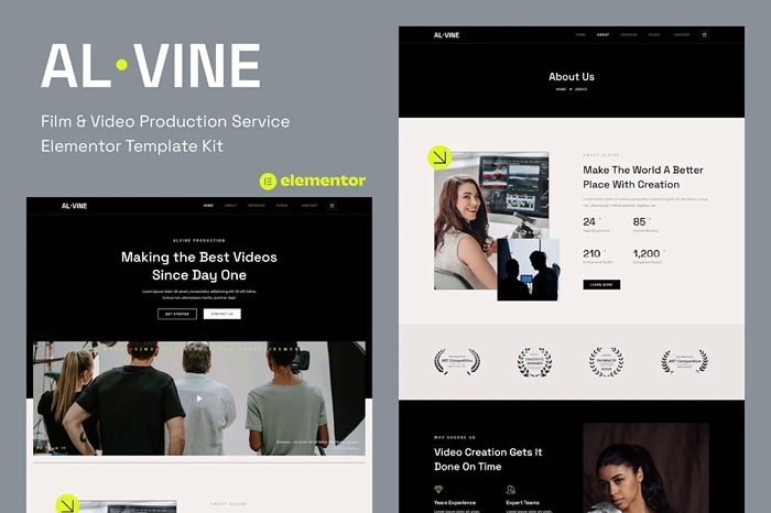 Alvine – Film & Video Production Service Elementor Template Kit 1.0.0