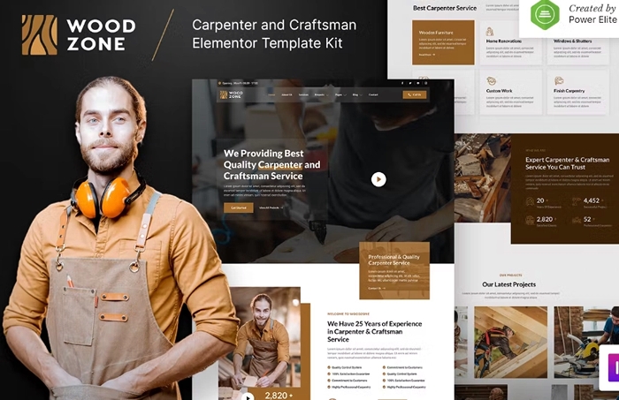 Woodzone – Carpenter & Craftsman Elementor Template Kit 1.0.0