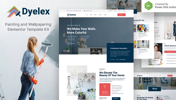 Dyelex – Painting & Wallpapering Service Elementor Template Kit 1.0.0