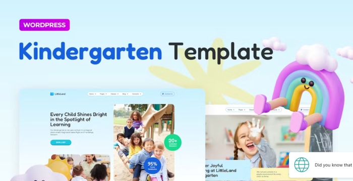 LittleLand – Kindergarten Template Elementor Pro Template Kit 1.0.0