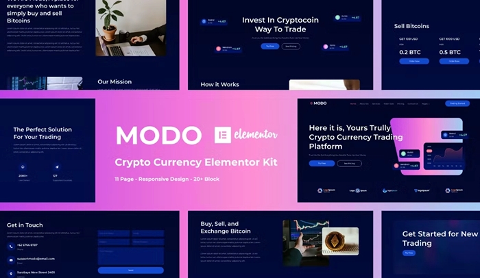 MODO – Crypto Currency Elementor Template Kit 1.0.0