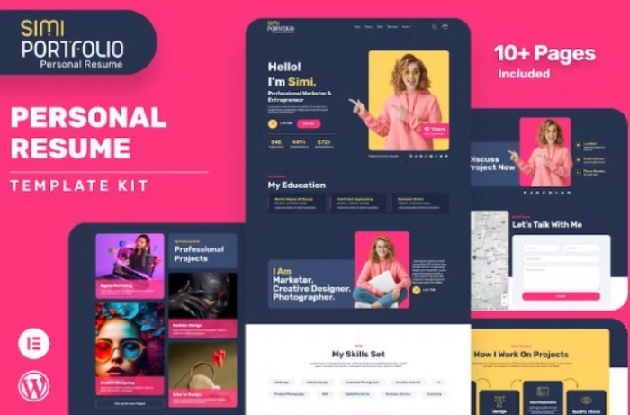 Simi – Personal Portfolio & Resume Elementor Template Kit 1.0.0