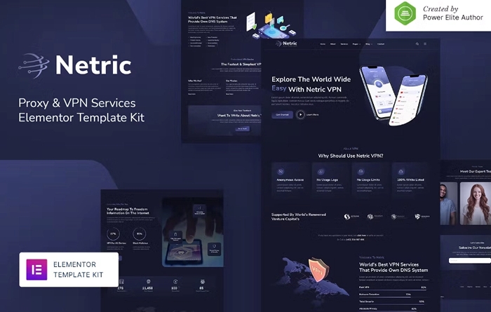 Netric – Proxy & VPN Services Elementor Template Kit 1.0.0