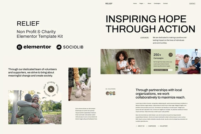 Relief - Non Profit & Charity Elementor Template Kit 1.0.0