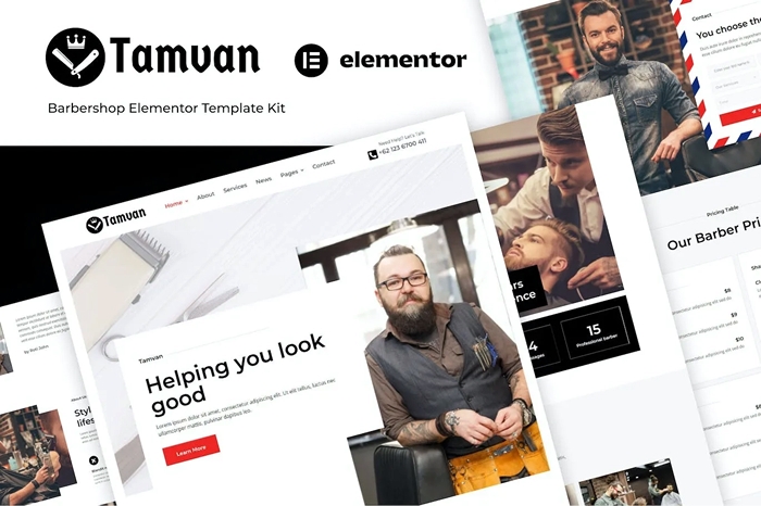 Tamvan - Barbershop Elementor Template Kit 1.0.0