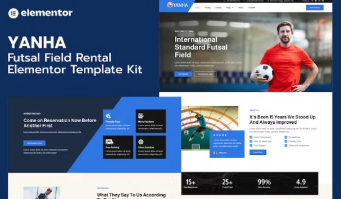 Yanha – Futsal Field Rental Elementor Pro Template Kit 1.0.0