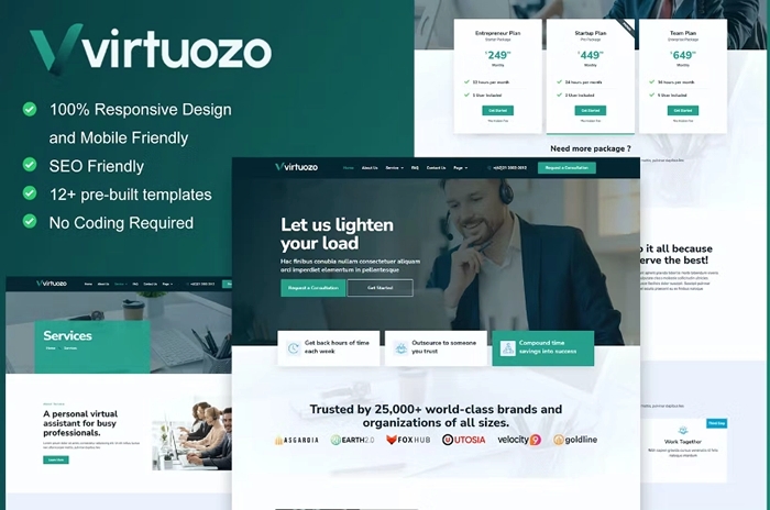 Virtuozo - Virtual Assistant Service Elementor Template Kit 1.0.0