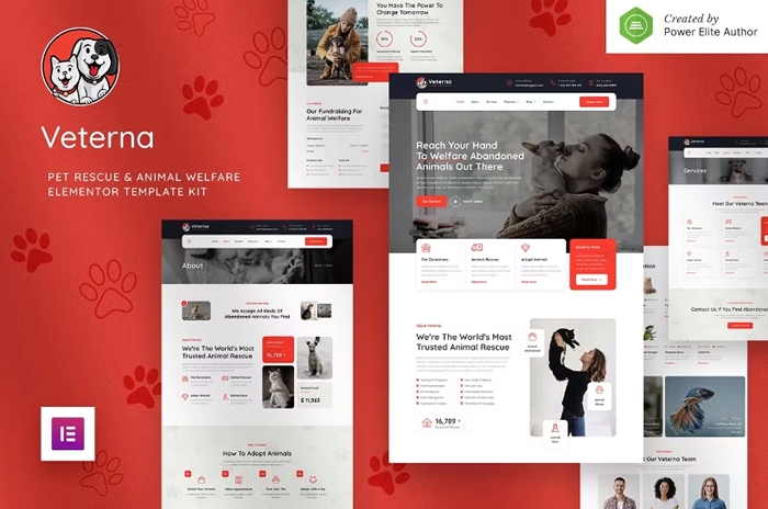 Veterna – Pet Rescue & Animal Welfare Elementor Template Kit 1.0.0