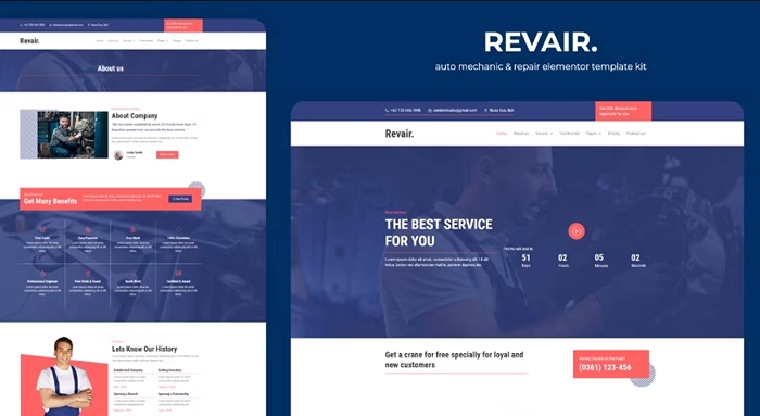 Revair – Auto Mechanic & Repair Elementor Template Kit 1.0.0