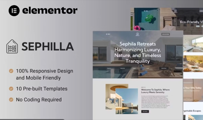 Sephilla - Premier Villa Showcase Elementor Template Kit 1.0.0