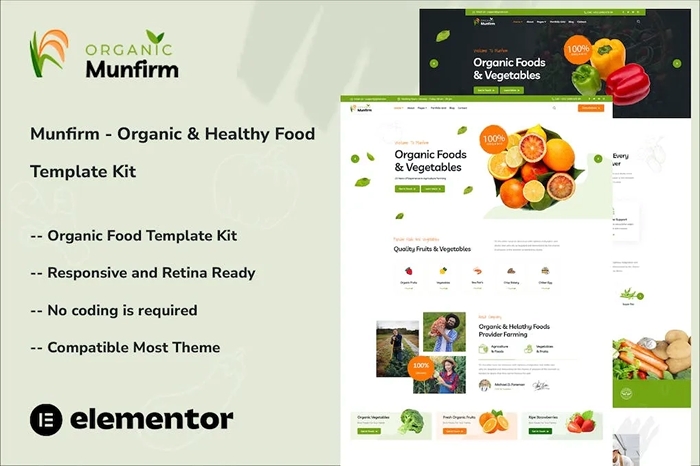Munfirm – Organic & Healthy Food Elementor Template Kit 1.0.0