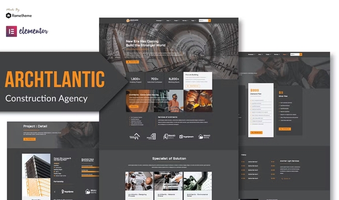 Archtlantic – Construction Agency Elementor Template Kit 1.0.0
