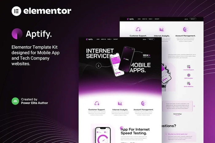 Aptify – Mobile App Landing Page & Tech Company Elementor Template Kit 1.0.0