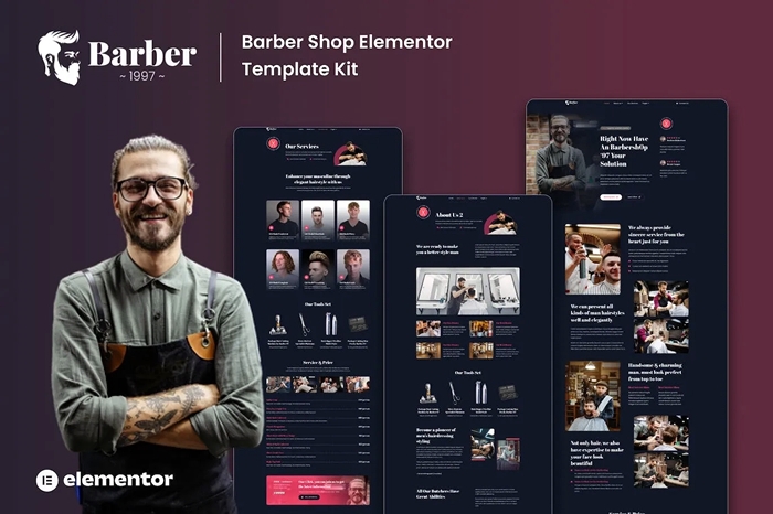 Barber 1997 - Barbershop Elementor Template Kits 1.0.0