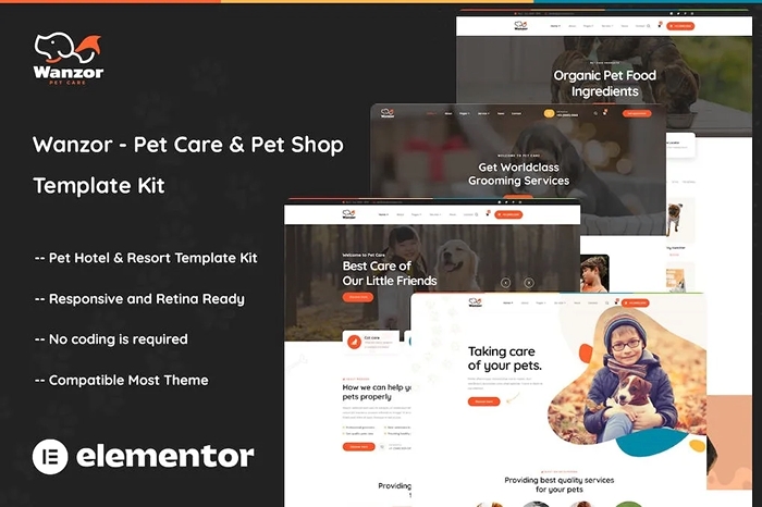 Wanzor – Pet Care & Pet Shop Elementor Pro Template Kit 1.0.0