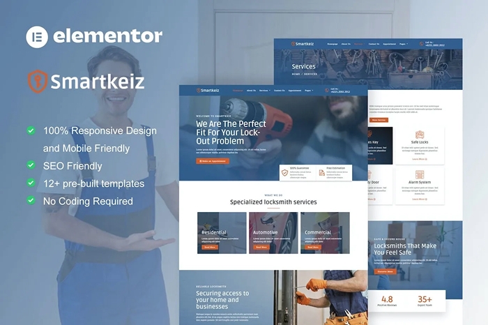 Smartkeiz – Locksmith Service Elementor Template Kit 1.0.0