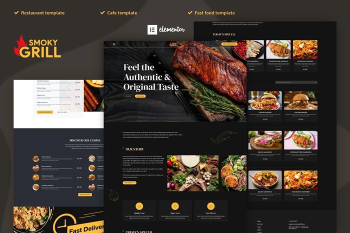 Smoky Grill – Restaurant & Cafe Elementor Pro Template Kit 1.0.0