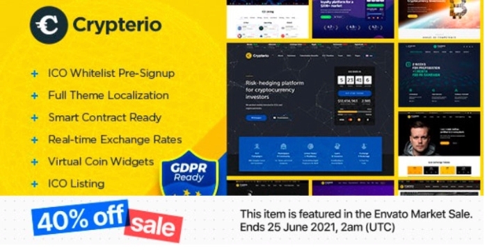 Crypterio – ICO Landing Page NFT and Cryptocurrency Theme 2.4.10