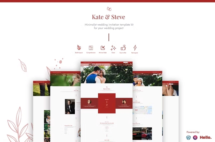Kate & Steve - Wedding Invitation Elementor Template Kit 1.0.0