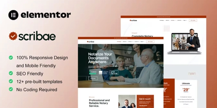Scribae – Notary & Legal Service Elementor Template Kit 1.0.0