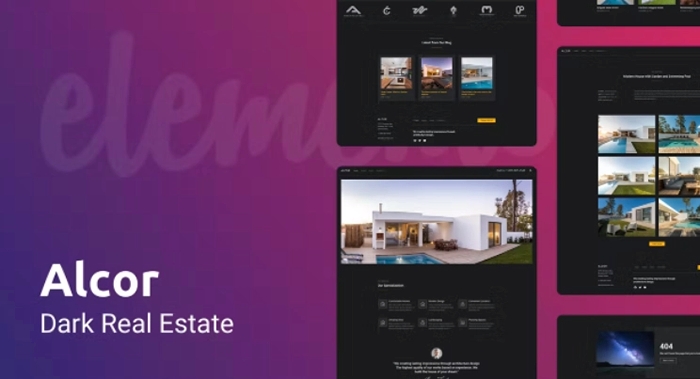 Alcor – Dark Real Estate Elementor Template Kit 1.0.0