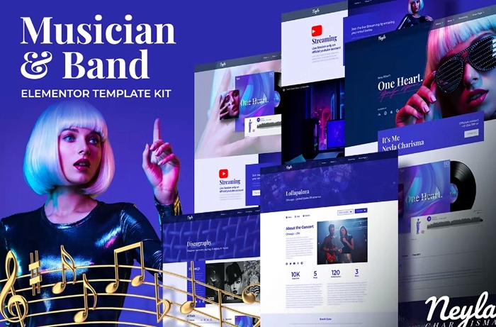 Neyla – Musician & Band Elementor Template Kit 1.0.0
