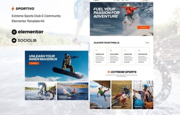 Sportivo - Extreme Sports Club & Community Elementor Template Kit 1.0.0
