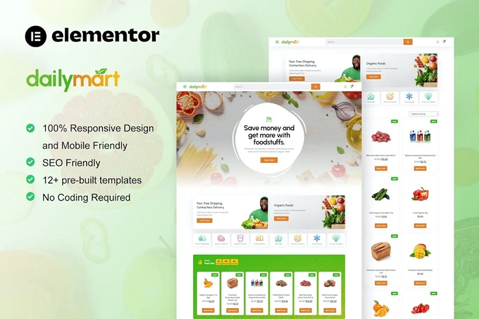 DailyMart - Grocery Store Elementor Template Kit 1.0.0
