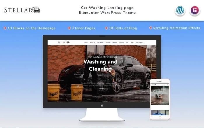 Stellar – Car Washing Landing page with Blog 1.2