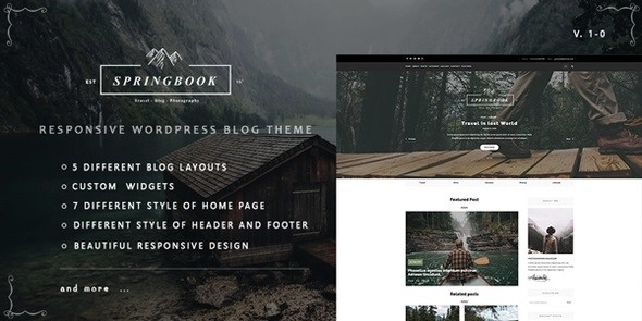 Springbook – Responsive WordPress Blog Travel Photography 1.0.1
