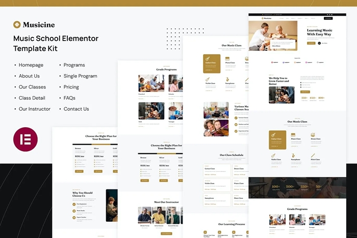 Musicine – Music School Elementor Template Kit 1.0.0
