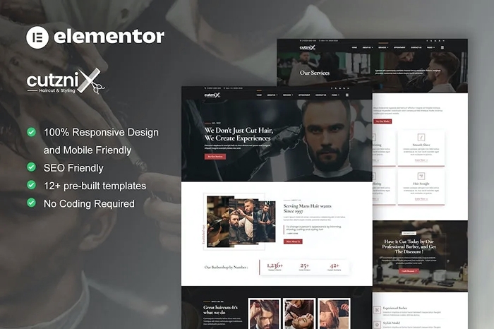 Cutznix - Barbershop & Hair Salon Elementor Template Kit 1.0.0