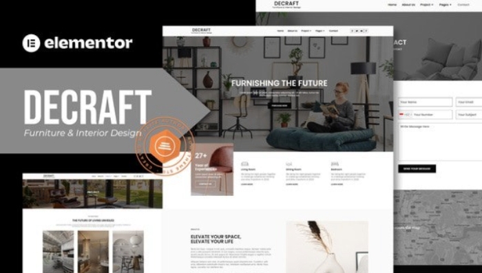 Decraft – Furniture & Interior Design Elementor Template Kit 1.0.0