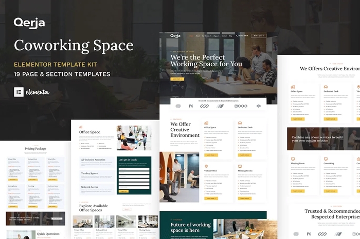 Qerja - Coworking Space WordPress Elementor Template Kit 1.0.0