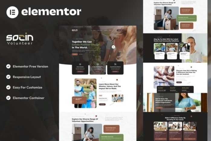 Socin β Volunteer & Charity Elementor Template Kit 1.0.0