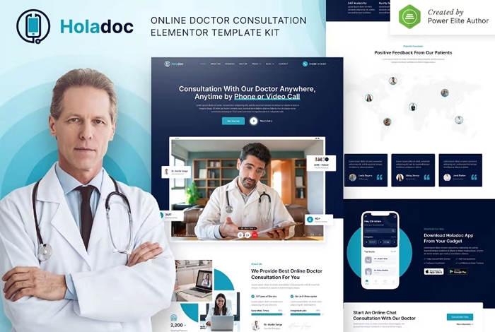Holadoc – Online Doctor Consultation Elementor Template Kit 1.0.0